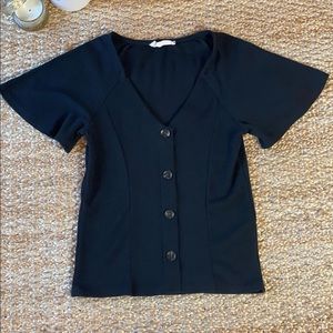 Elodie Black Ribbed Shirt